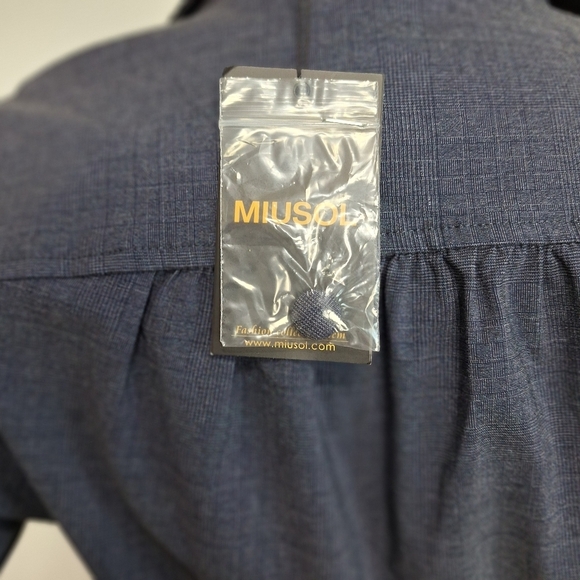 Musol “NEW” Blue Gray Preppy 3/4 Sleeves Pin Up Retro Pleated Midi Dress Size M - Picture 8 of 11